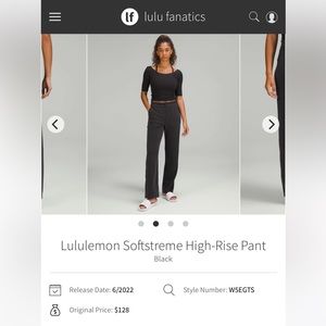 Lululemon Softstreme High-Rise Pant- Black 6